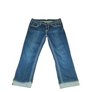 Vigoss Studio Womens Cropped Jeans Medium Wash Contrast Stitch C6101A Size 9/10